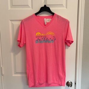 Pink Graphic V-Neck T-Shirt